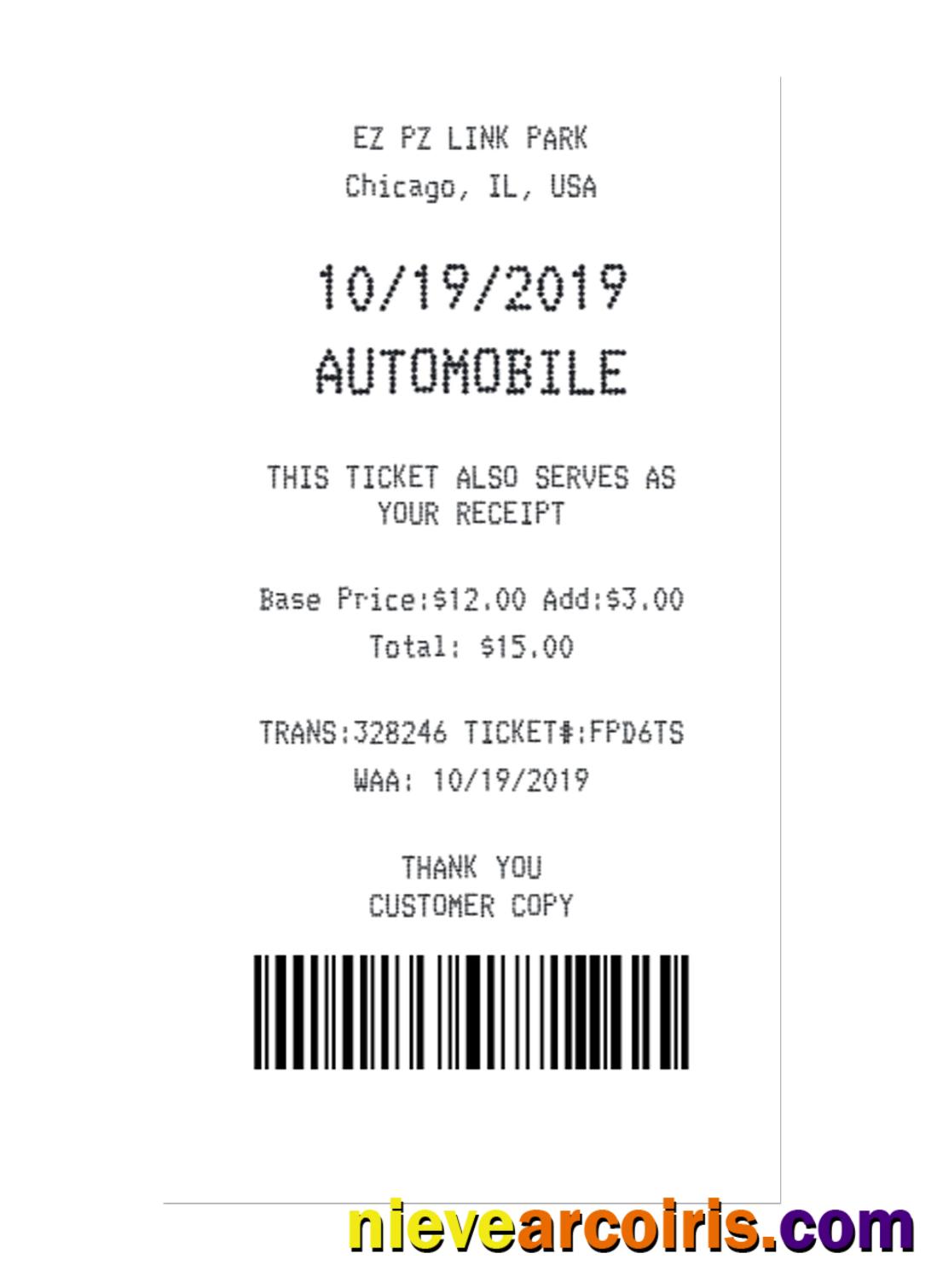 STANDART PARKING receipt